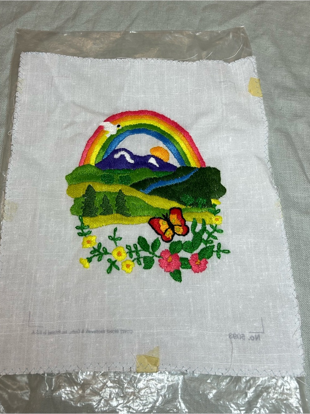 Vintage rainbow patch or frame it needle point